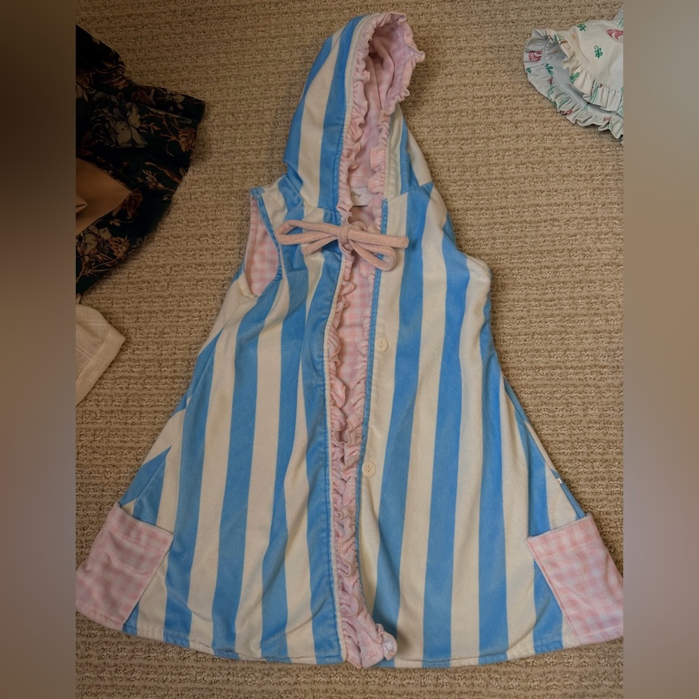 SweetHoney Blue and Pink Striped Girls 5T Terry Swim Coverup